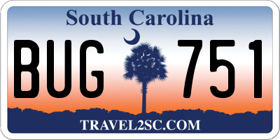 SC license plate BUG751