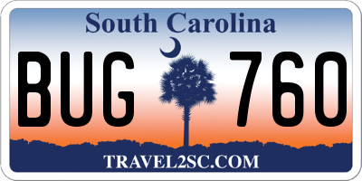 SC license plate BUG760