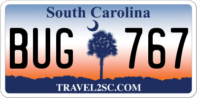 SC license plate BUG767