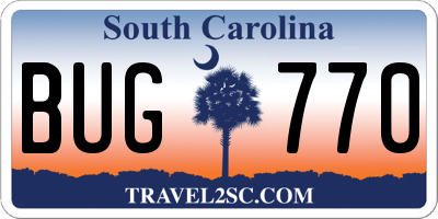 SC license plate BUG770