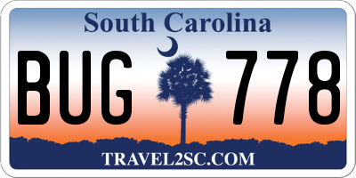 SC license plate BUG778