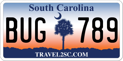 SC license plate BUG789