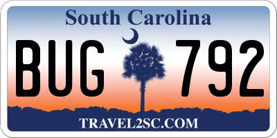 SC license plate BUG792