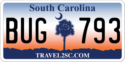 SC license plate BUG793