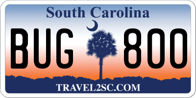SC license plate BUG800