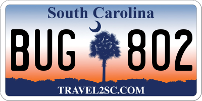 SC license plate BUG802