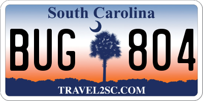 SC license plate BUG804