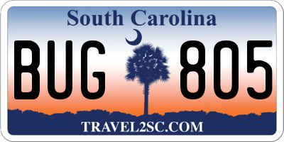 SC license plate BUG805