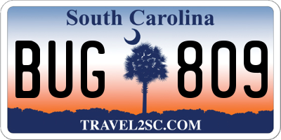 SC license plate BUG809