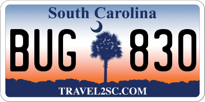 SC license plate BUG830