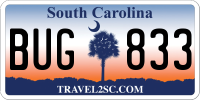 SC license plate BUG833