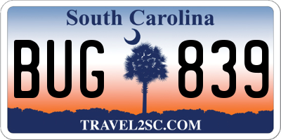 SC license plate BUG839