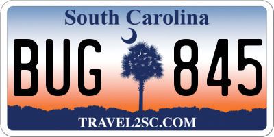 SC license plate BUG845