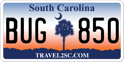 SC license plate BUG850