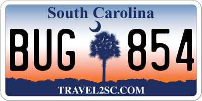 SC license plate BUG854