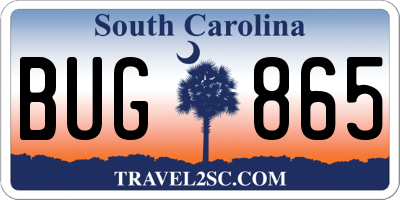 SC license plate BUG865