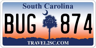 SC license plate BUG874