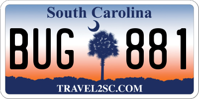 SC license plate BUG881
