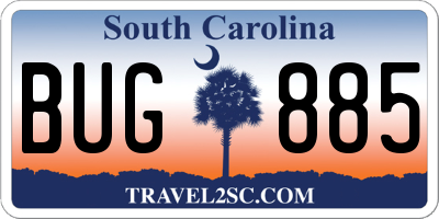 SC license plate BUG885