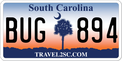 SC license plate BUG894