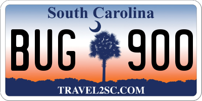 SC license plate BUG900