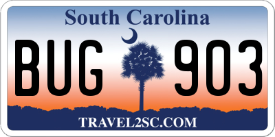 SC license plate BUG903