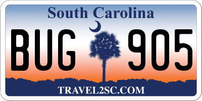 SC license plate BUG905