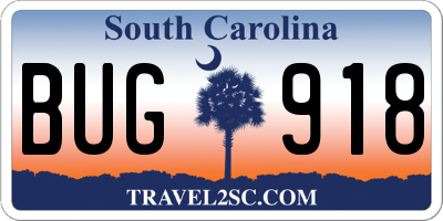 SC license plate BUG918