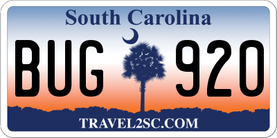SC license plate BUG920