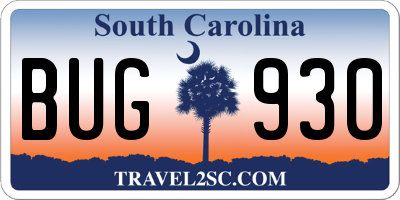 SC license plate BUG930