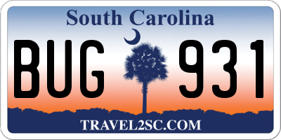 SC license plate BUG931