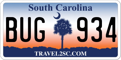 SC license plate BUG934