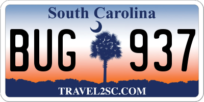 SC license plate BUG937