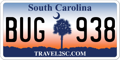 SC license plate BUG938
