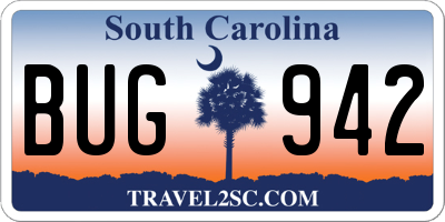 SC license plate BUG942