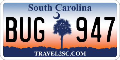 SC license plate BUG947