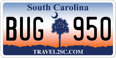 SC license plate BUG950