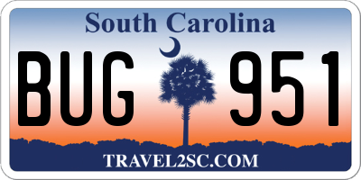 SC license plate BUG951