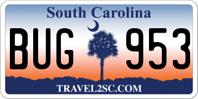 SC license plate BUG953