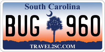 SC license plate BUG960
