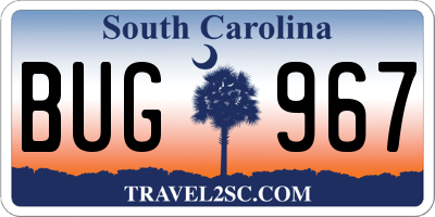 SC license plate BUG967