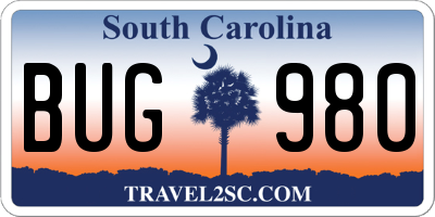 SC license plate BUG980