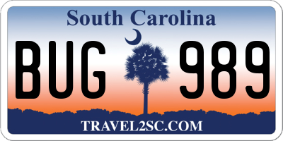 SC license plate BUG989