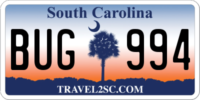 SC license plate BUG994
