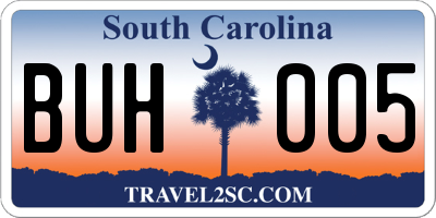 SC license plate BUH005