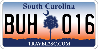 SC license plate BUH016