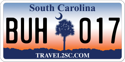 SC license plate BUH017