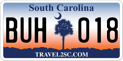 SC license plate BUH018