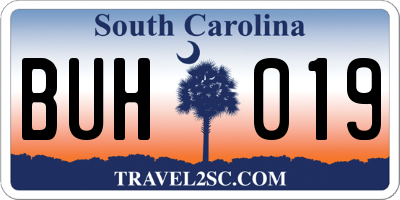 SC license plate BUH019