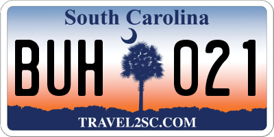 SC license plate BUH021